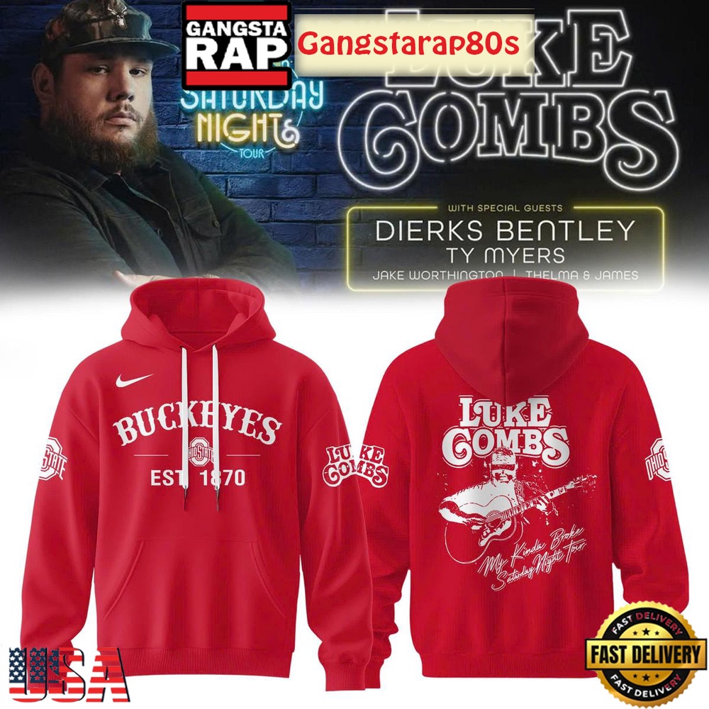 Ohio State Buckeyes x Luke Combs My Kinda Saturday Night Tour 2025 Limited Edition Hoodie Ohio State Buckeyes x Luke Combs My Kinda Saturday Night Tour 2025 Limited Edition Hoodie