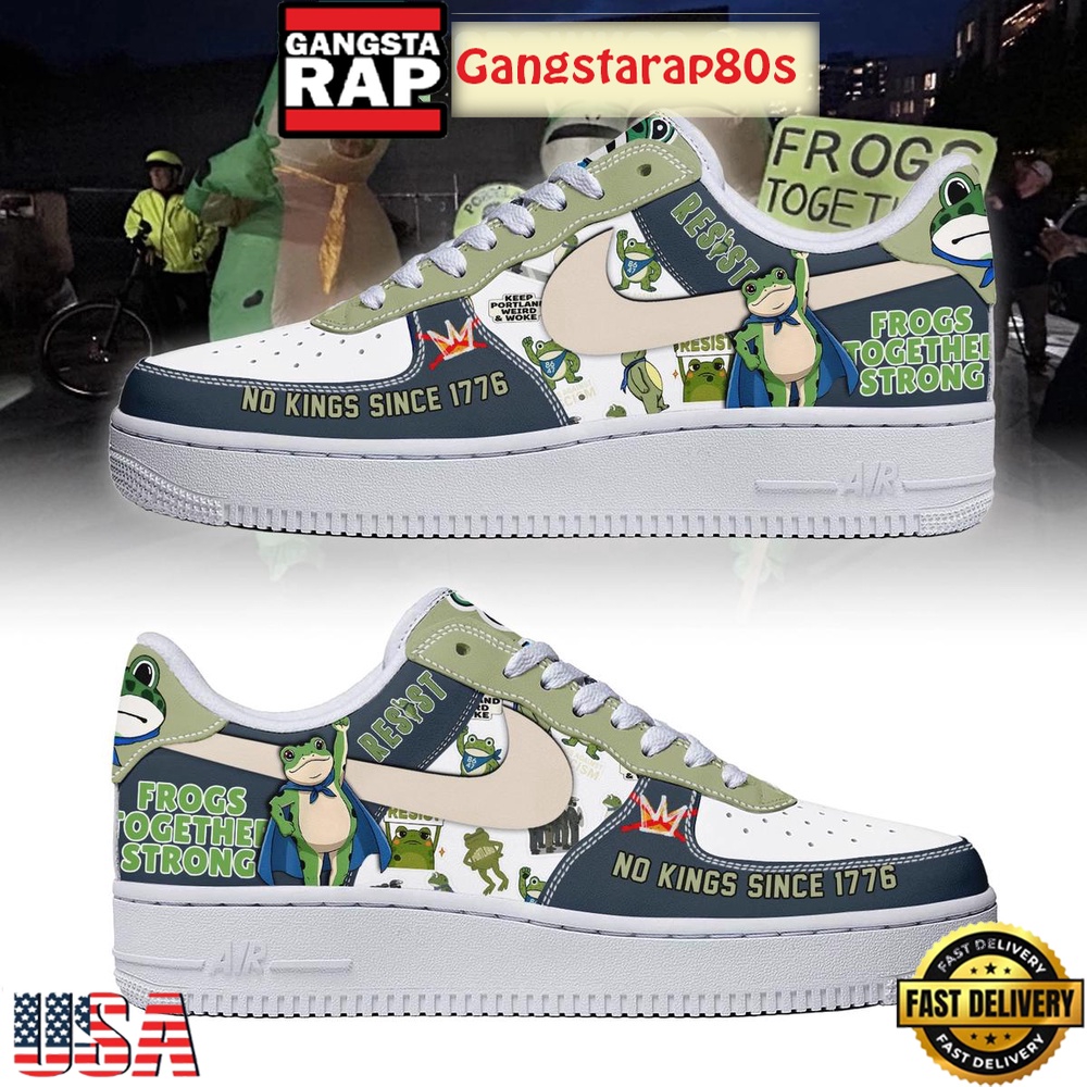 Portland Frog Resist No King Since 1776 Air Force 1 Sneakers Shoes Portland Frog Resist No King Since 1776 Air Force 1 Sneakers Shoes