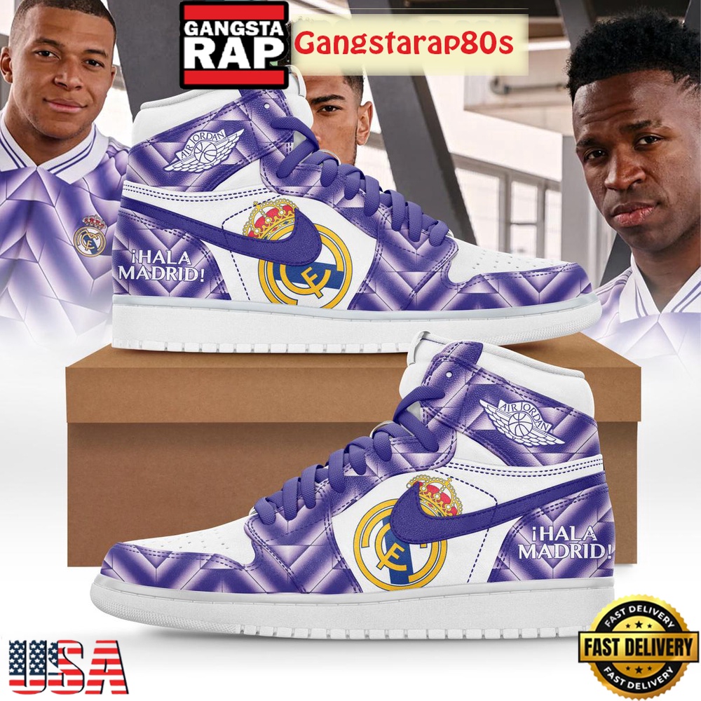 Real Madrid Royal Illusion The Purple Dynasty Air Jordan 1 Sneakers Shoes Real Madrid Royal Illusion The Purple Dynasty Air Jordan 1 Sneakers Shoes