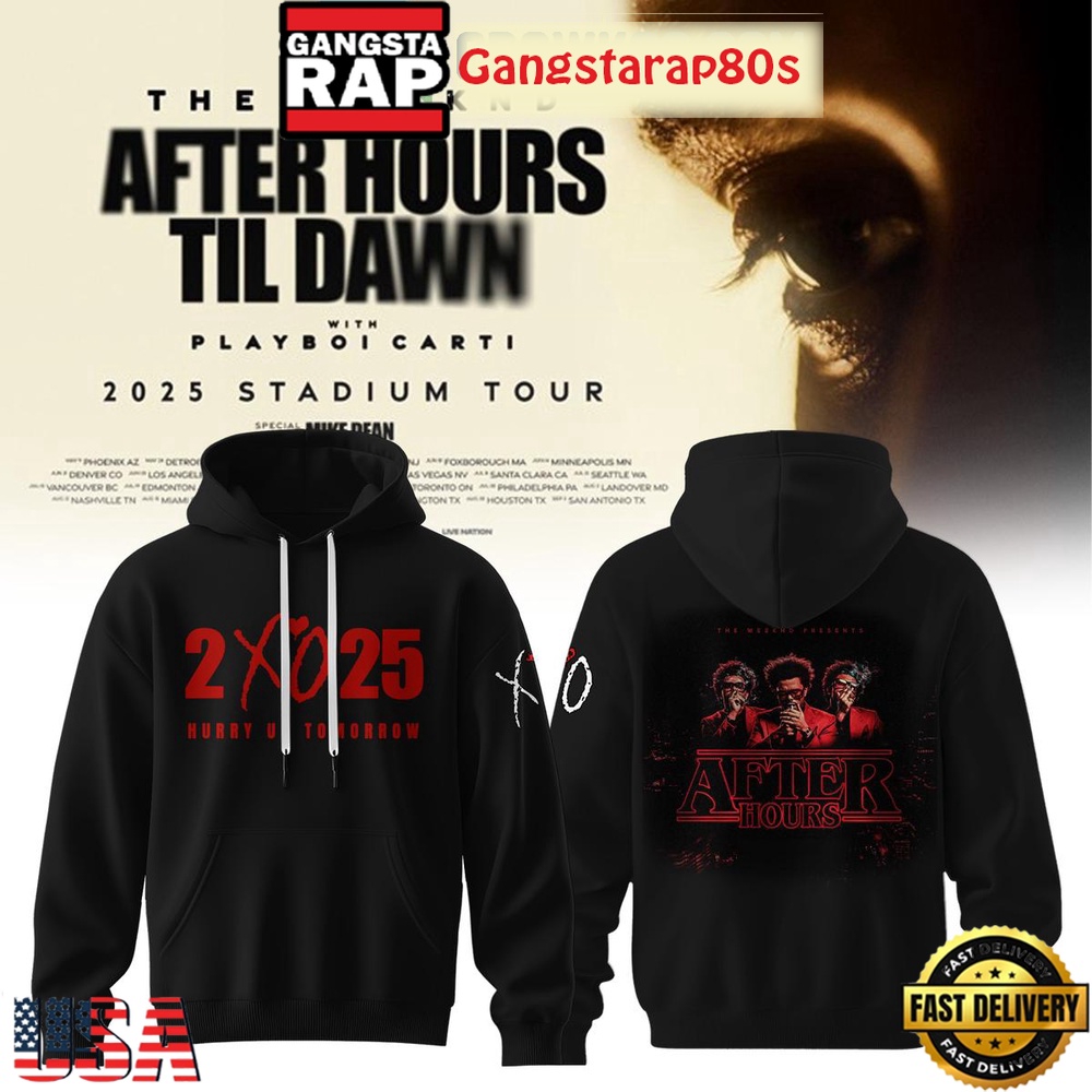 The Weeknd x Stranger Things After Hours Til Dawn Tour Hoodie The Weeknd x Stranger Things After Hours Til Dawn Tour Hoodie
