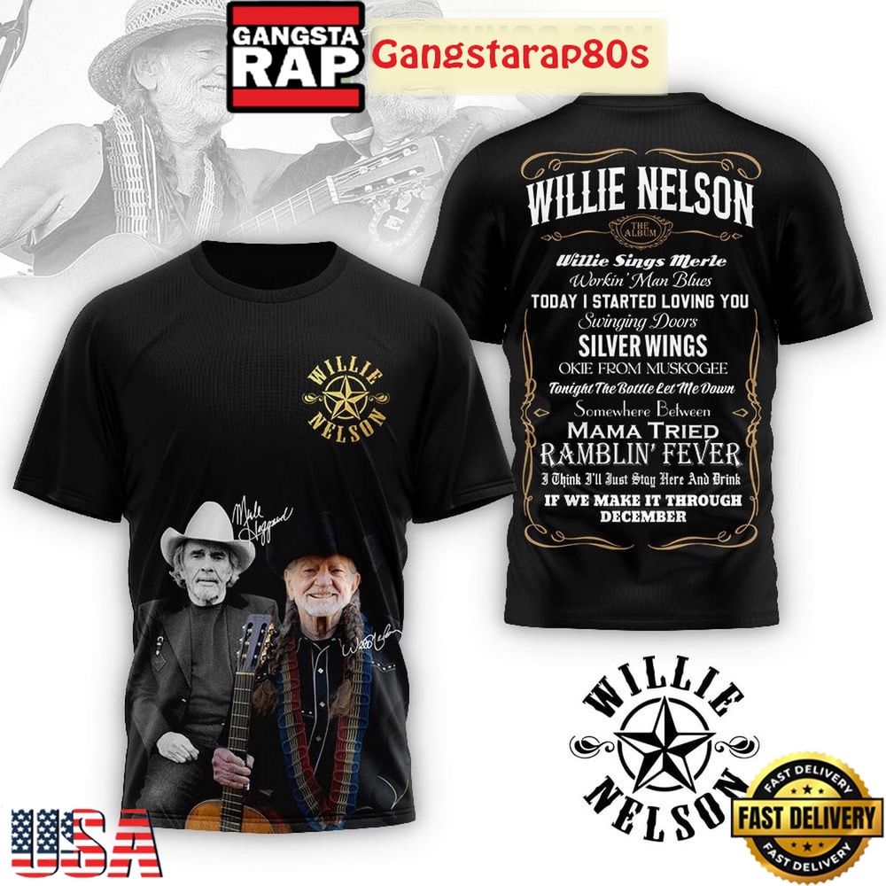 Willie Nelson If We Make It Through December Black 3D Shirt Willie Nelson If We Make It Through December Black 3D Shirt