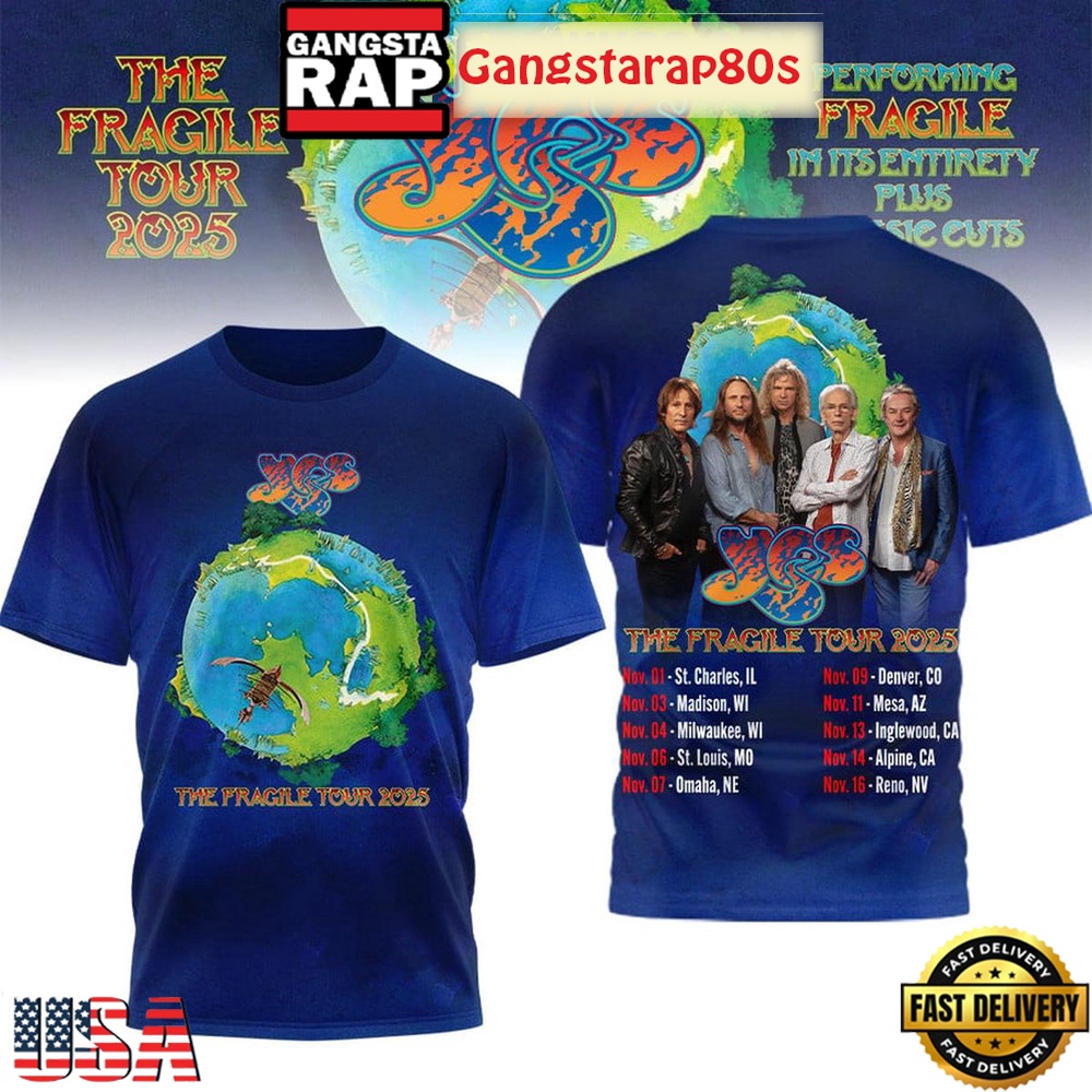 Yes Band The Fragile Tour 2025 T Shirt Yes Band The Fragile Tour 2025 T Shirt
